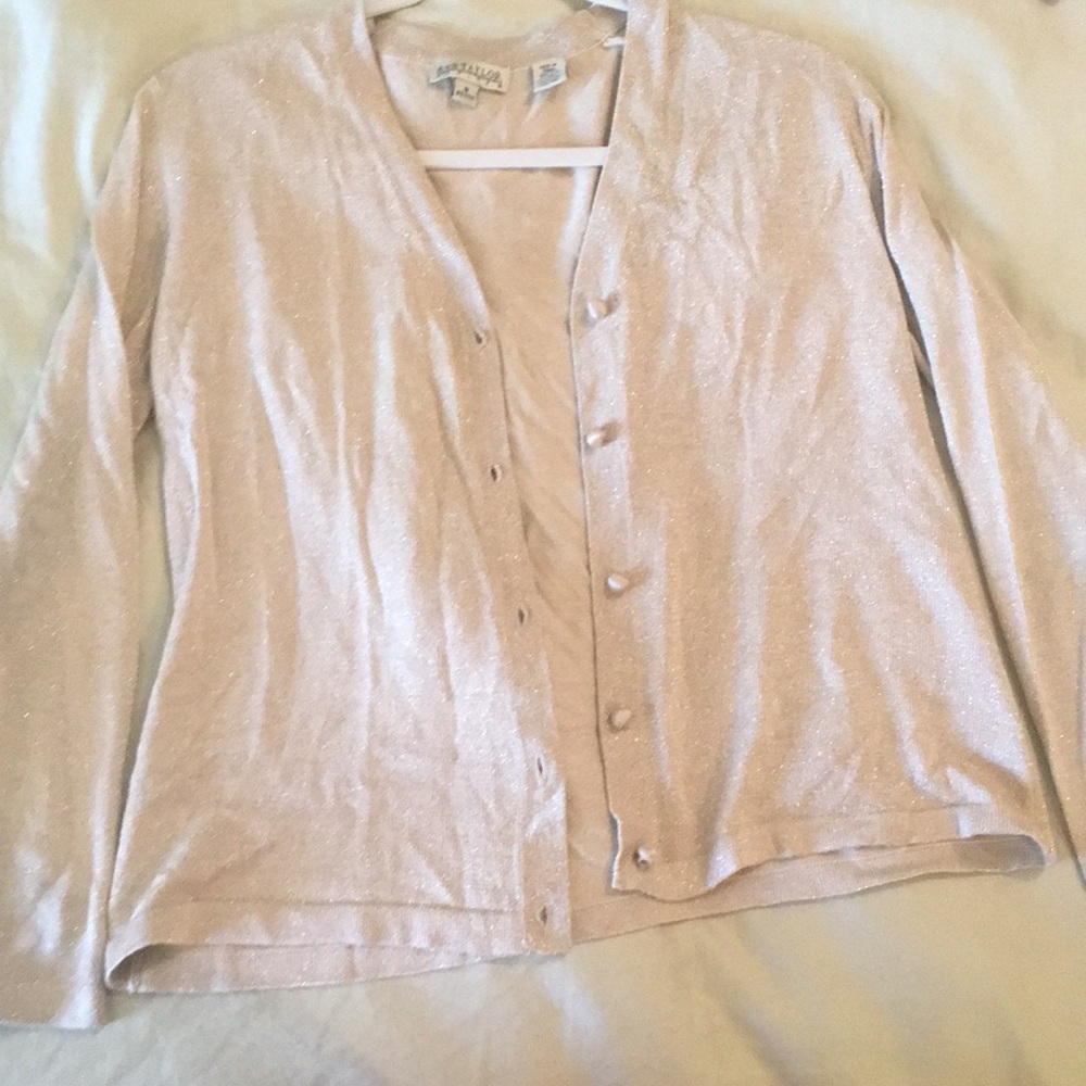 Shiny gold cardigan sweater